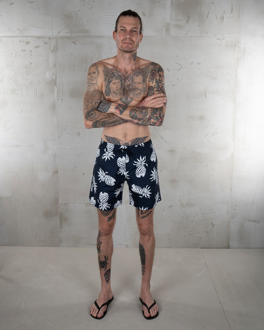 Surf Short Entrega Blue Pike Brothers — short vintage, détail de la matière
