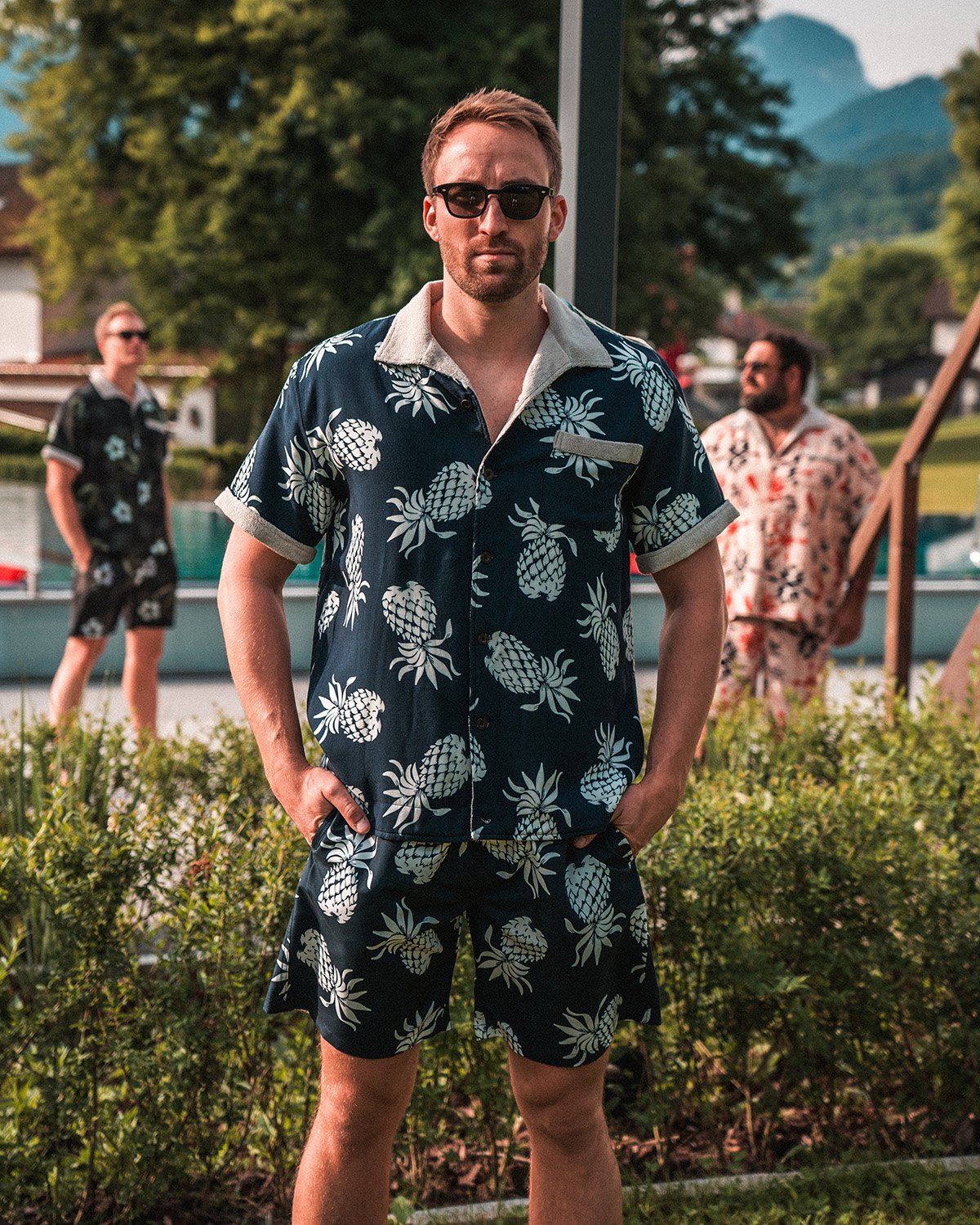 Surf Short Entrega Blue Pike Brothers — short vintage, détail des finitions