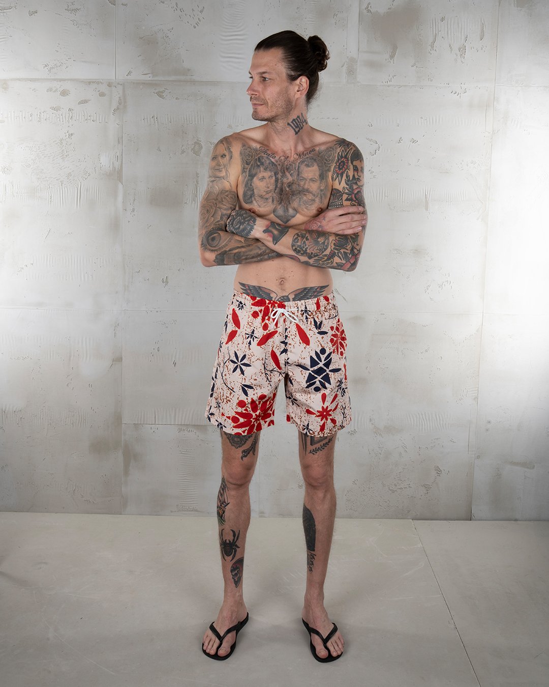 Surf Short Entrega Orange Pike Brothers — short vintage, détail de la matière