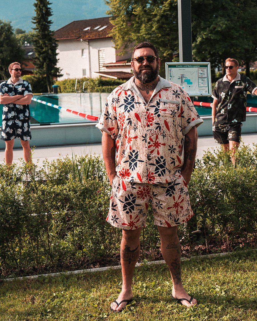 Surf Short Entrega Orange Pike Brothers — short vintage, détail des finitions