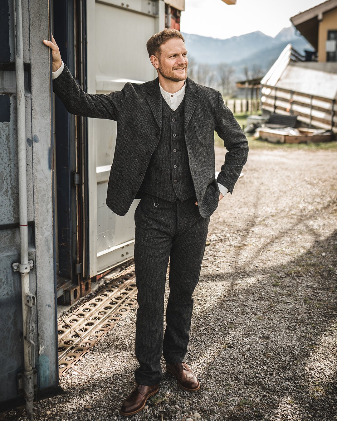 Surveyor Jacket Glasgow Grey Pike Brothers — veste vintage, vue de côté