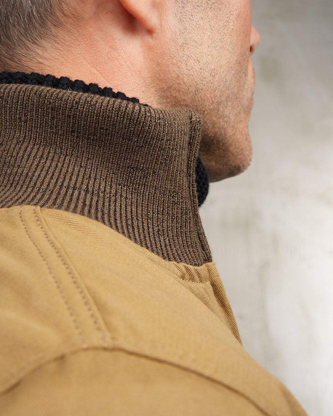Tanker Jacket Khaki Pike Brothers — vintage jacket, collar detail