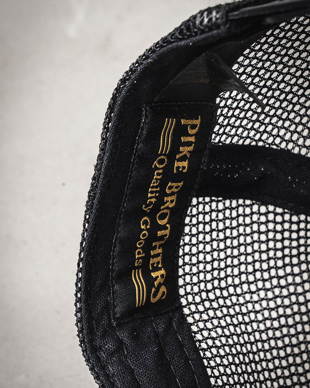 Trucker Cap No Monkey Pike Brothers — vintage cap, worn in context