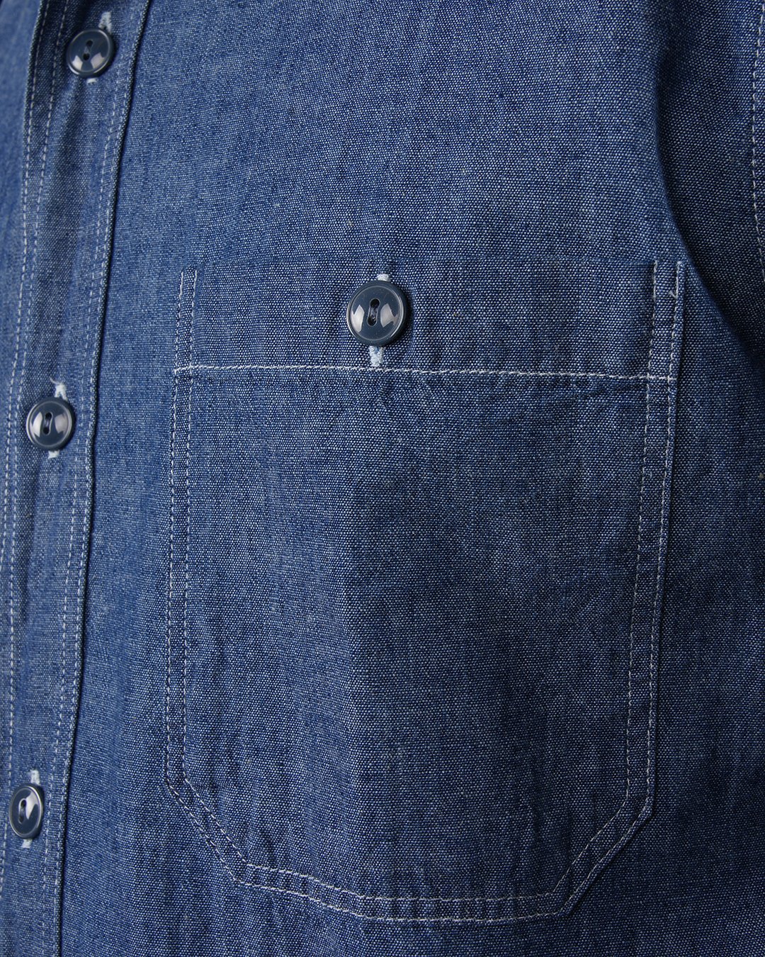 Usn Chambray Shirt Harbor Pike Brothers — chemise vintage, détail des finitions