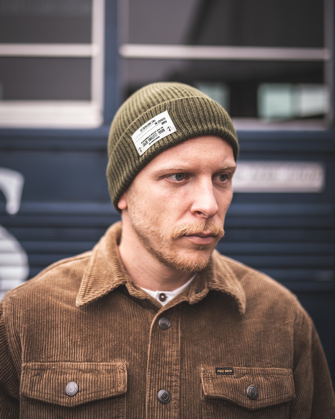Usn Watch Cap Olive Pike Brothers — vintage cap, front view
