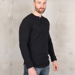 Waffle Shirt Black Pike Brothers — vintage shirt, front view