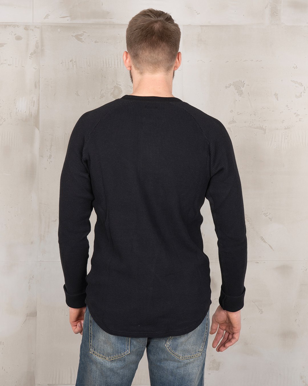 Waffle Shirt Black Pike Brothers — vintage shirt, back view