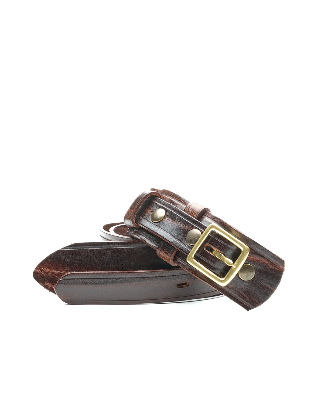 Western Belt Cognac Pike Brothers — vintage belt, three-quarter view