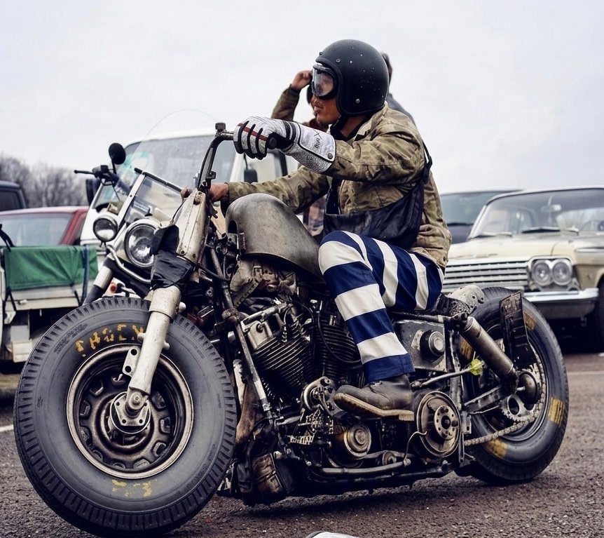 GANTS CUIR BLANCS « SHIRO ONI » – JAPAN STYLE CHOPPER – HOLD FAST convict-striped-biker-pant-japan-style-holdfast