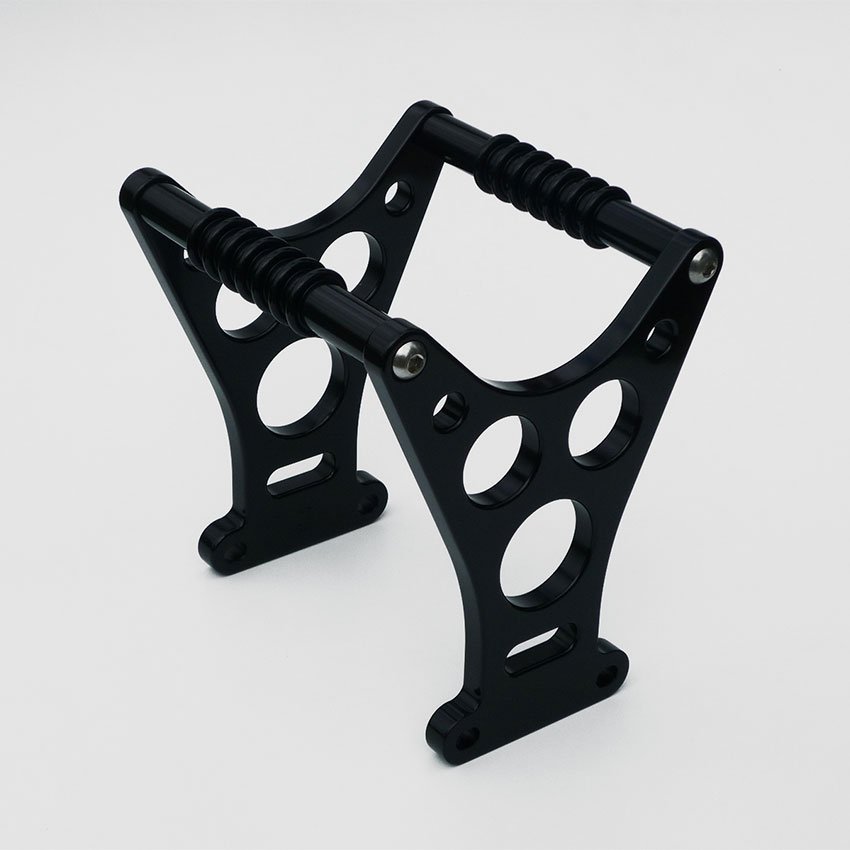 KustomTech fork brace Harley Softail, FXWG and FXST black anodised KustomTech fork brace Harley Softail, FXWG and FXST main view on a neutral background