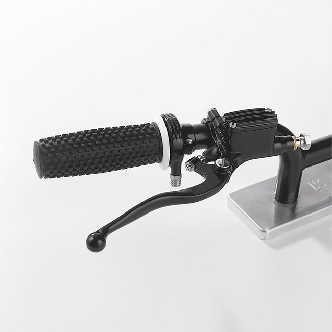 KustomTech grips black anodised 22 mm (7/8 inch) Throttle grip KustomTech black anodised billet-machined metal fitted on a handlebar Italian machined part