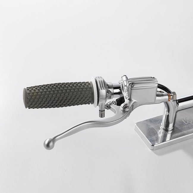 KustomTech grips satin 22 mm (7/8 inch) Throttle grip KustomTech satin billet-machined metal three quarter view for chopper and bobber builds