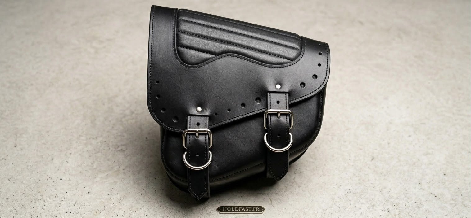 Sacoche cuir Master Leather Deluxe, haut matelassé tuck and roll